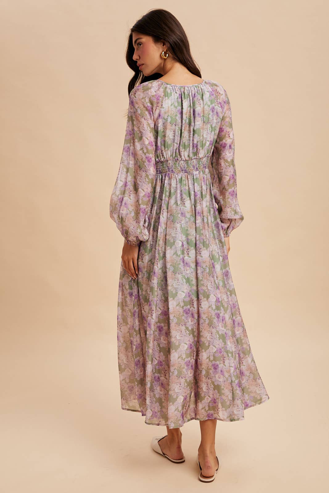 Eliana Floral Smocked Button Down Maxi Dress