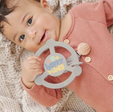 Silicone Teether Ring with Detachable Clip | Happy Baby Vibes