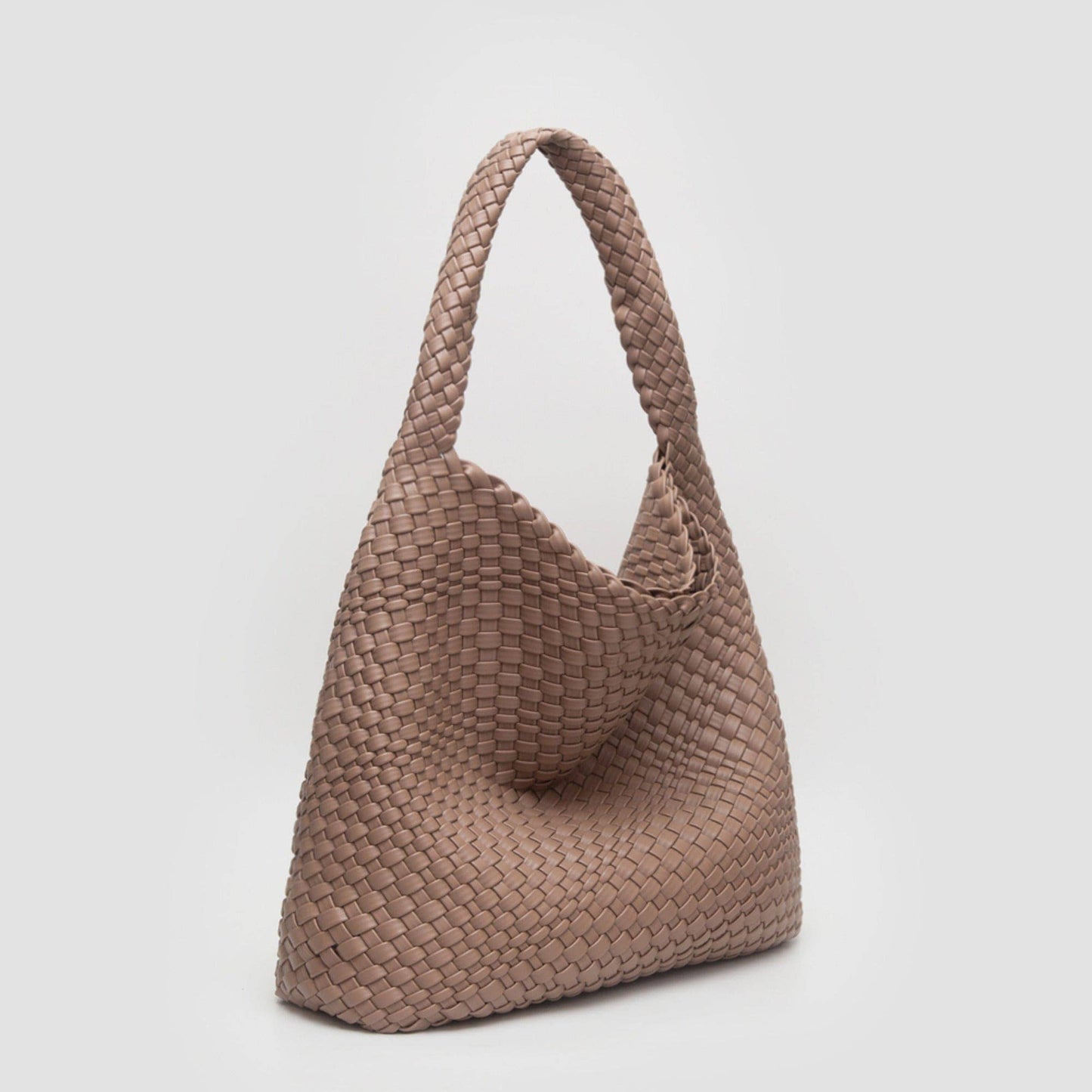 Tiara Woven Hobo Tote Bag With Pouch | Gray
