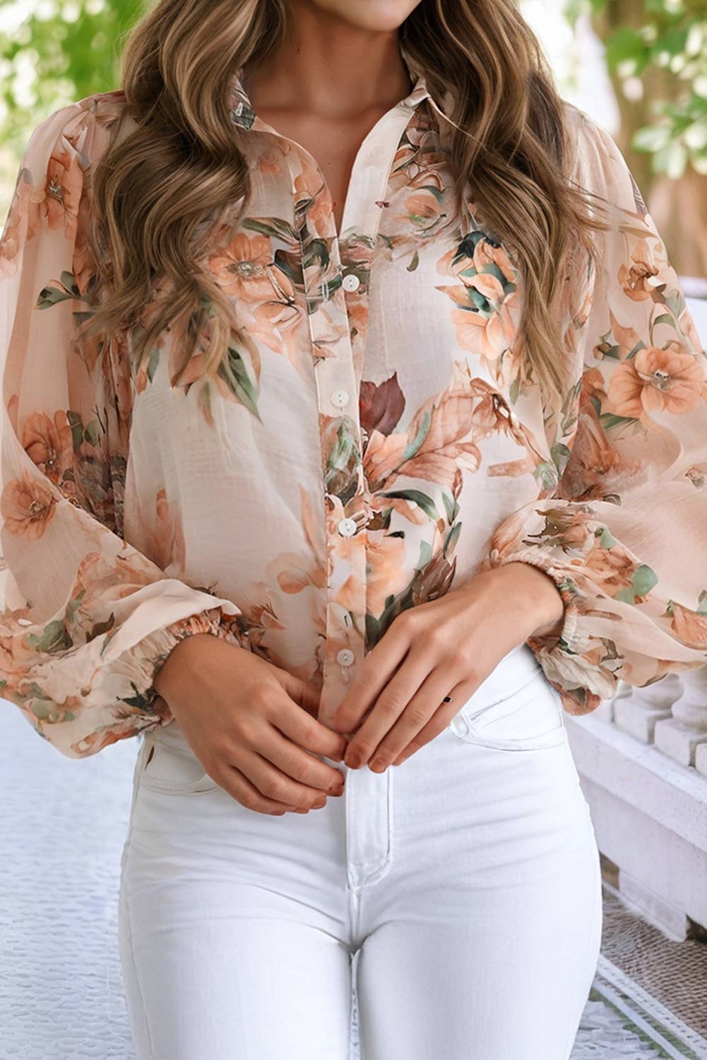 Franny Floral Puff Sleeve Lightweight Blouse