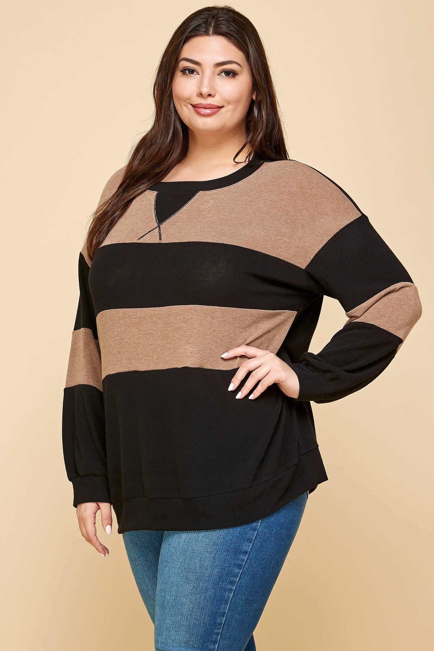Claire Color Block Top | 1X-3X