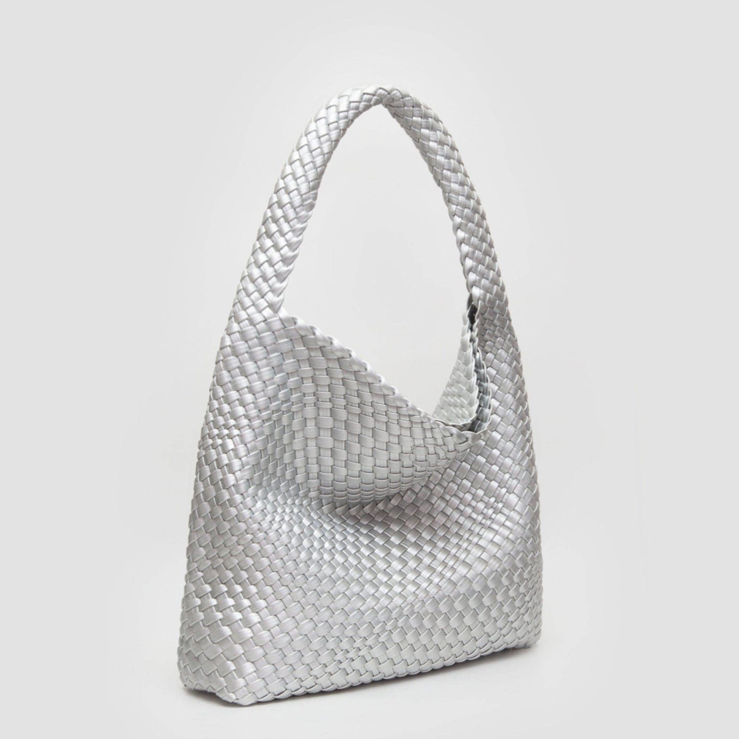Tiara Woven Hobo Tote Bag With Pouch | Gray