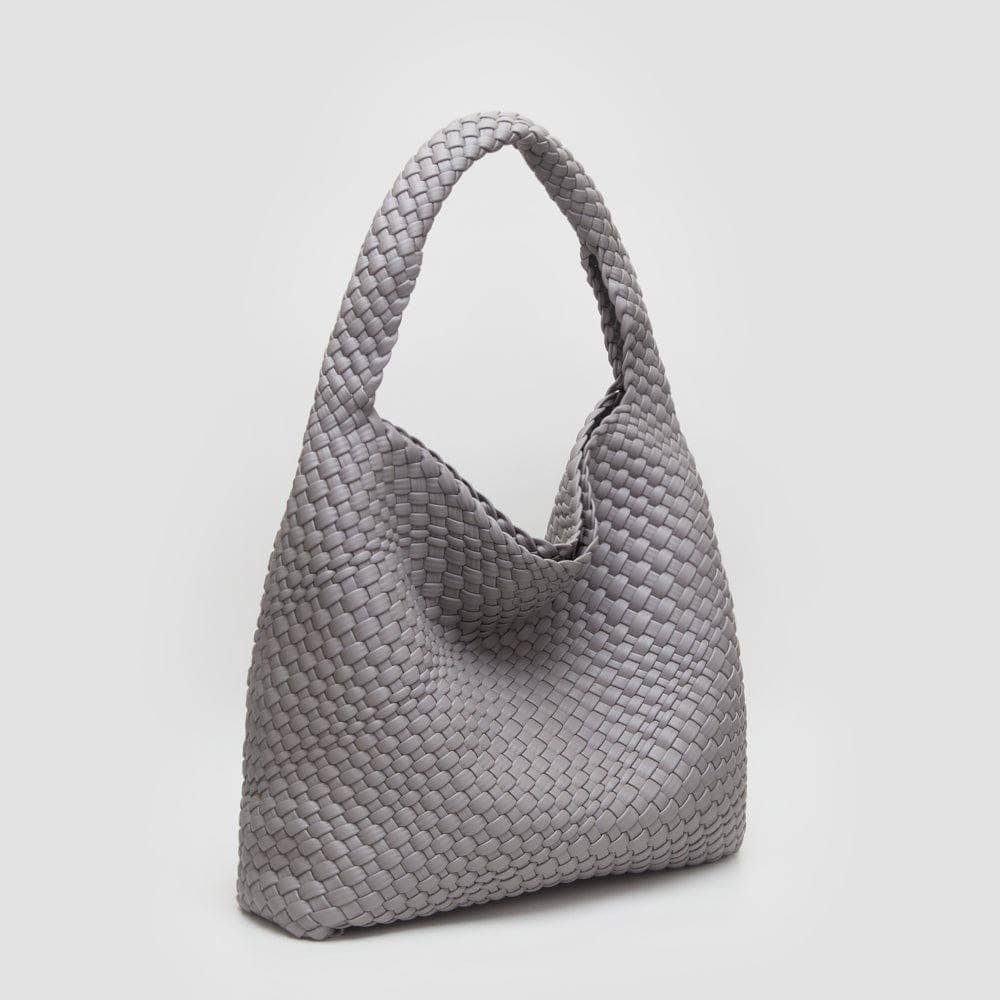 Tiara Woven Hobo Tote Bag With Pouch | Gray