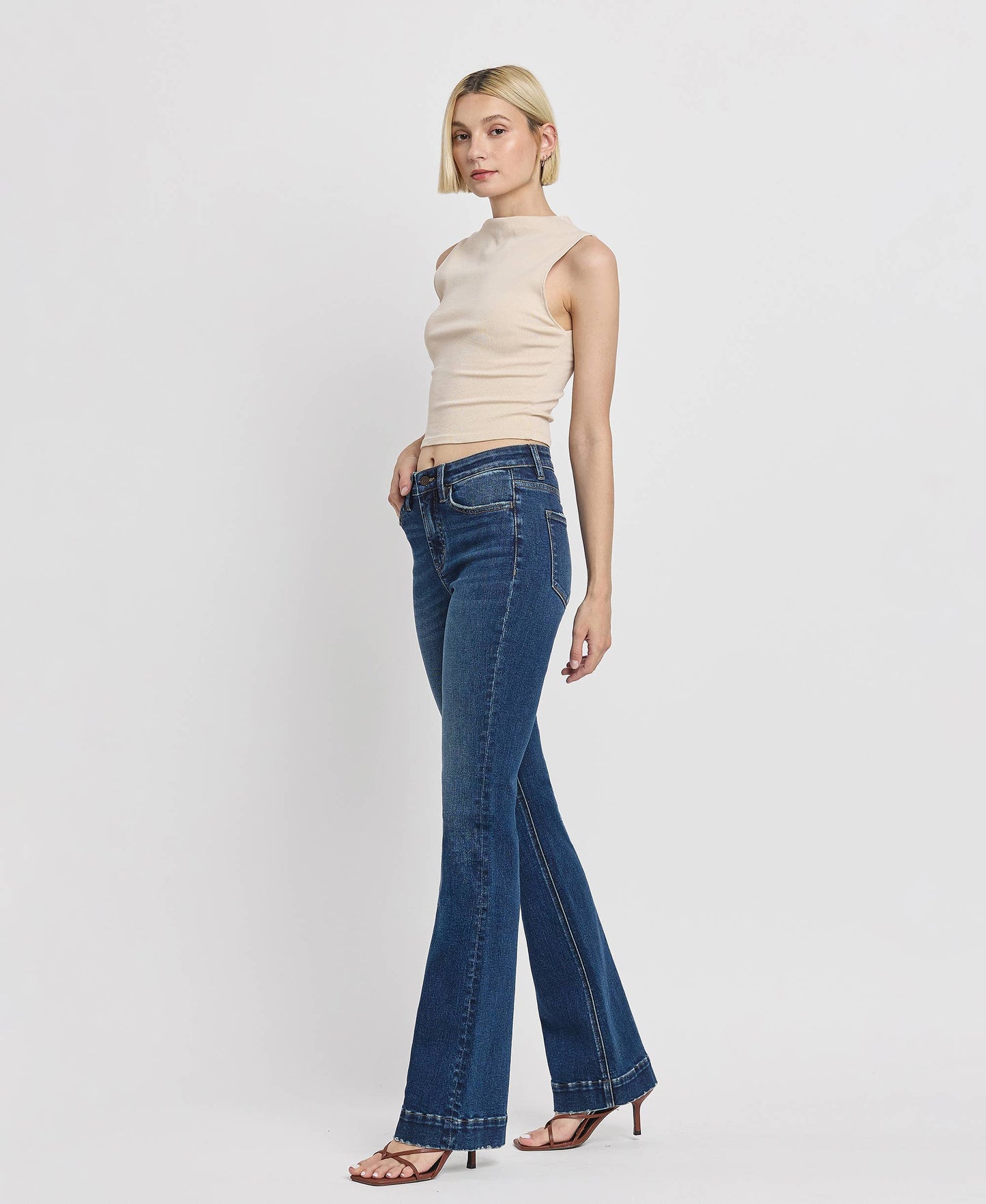 VERVET by Flying Monkey - High Rise Trouser Hem Bootcut Jeans