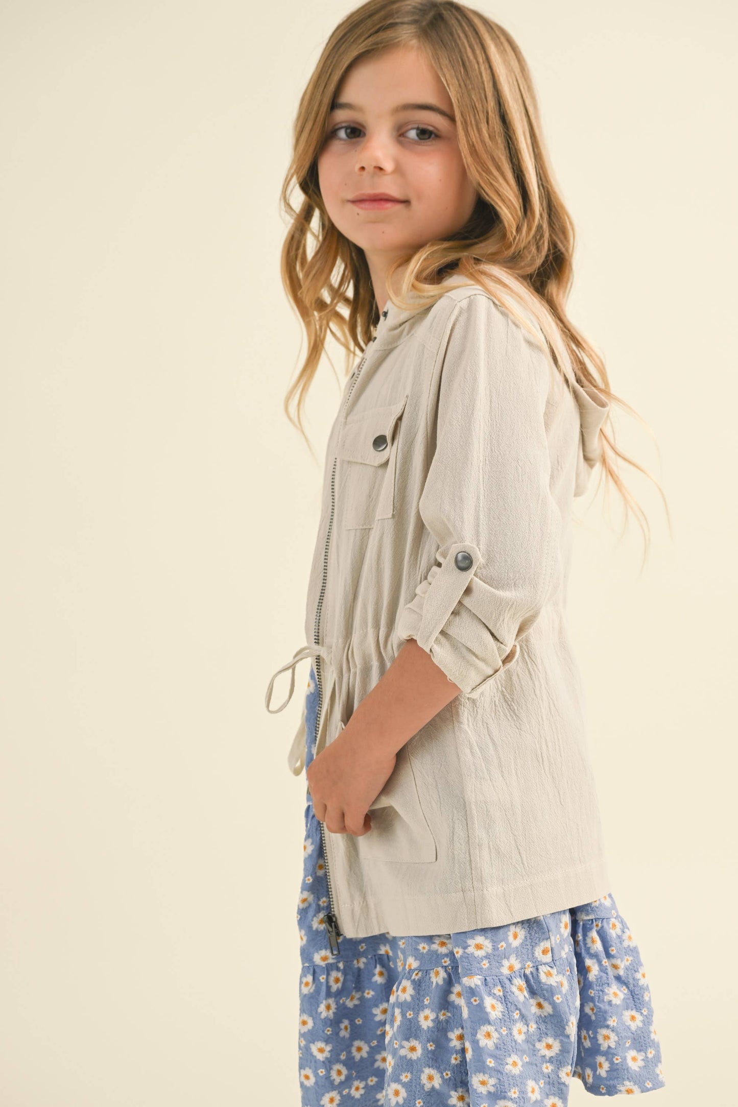 Layla Girls Linen Utility Jacket | 4-6X