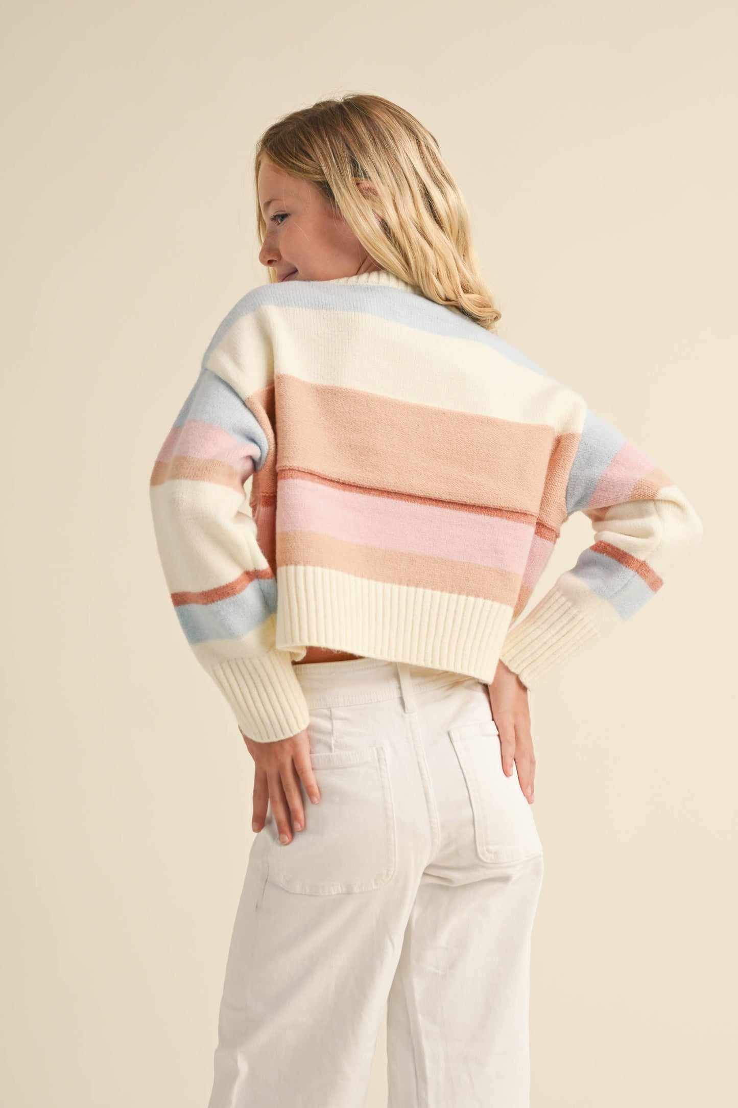 Berry Stripe Tween Sweater | 7-14