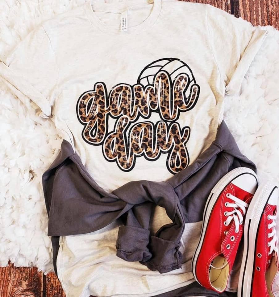 Volleyball Game Day Tee - Leopard